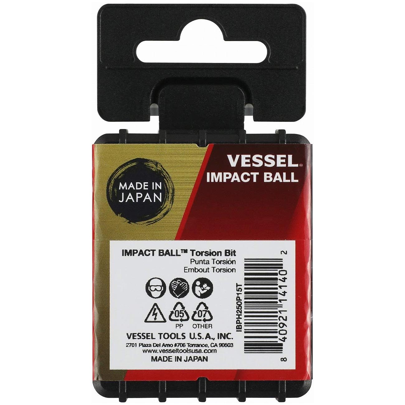 VESSEL IMPACT BAL Torsion Bit +2x50 (2") 15PC. (Case) No.IBPH250P15T Made in Japan by VESSEL