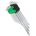 Powerbuilt 9 Piece Star Stubby Long Arm Ball End Hex Key Wrench Set, Allen Hex Key Wrench, Extra Long Arm, Ball End, size T10 to T50-240101