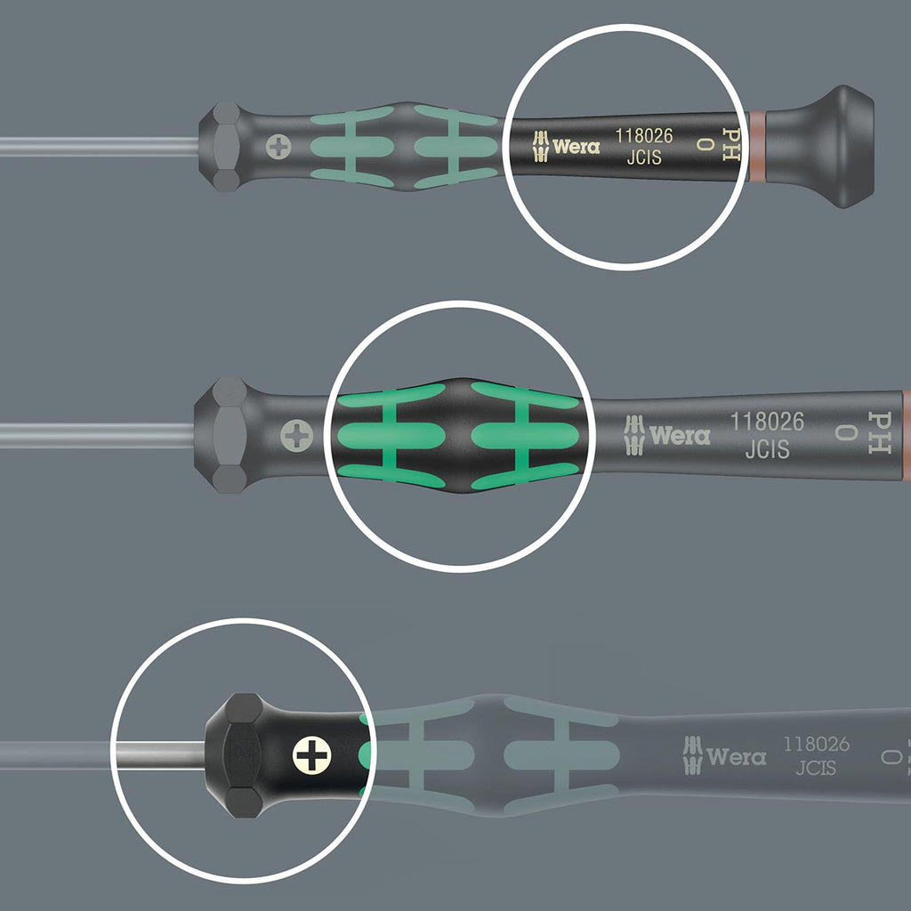 Wera 05118010001 Kraftform Micro 2035 Slotted Electronics Precision Screwdriver, 3mm Head, 80mm Blade Length