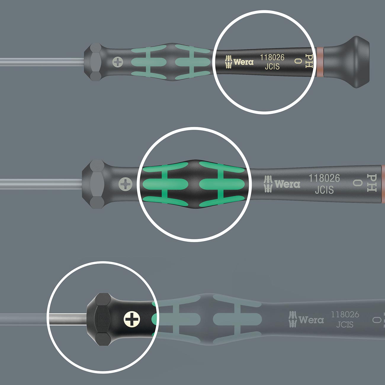 Wera 05118010001 Kraftform Micro 2035 Slotted Electronics Precision Screwdriver, 3mm Head, 80mm Blade Length