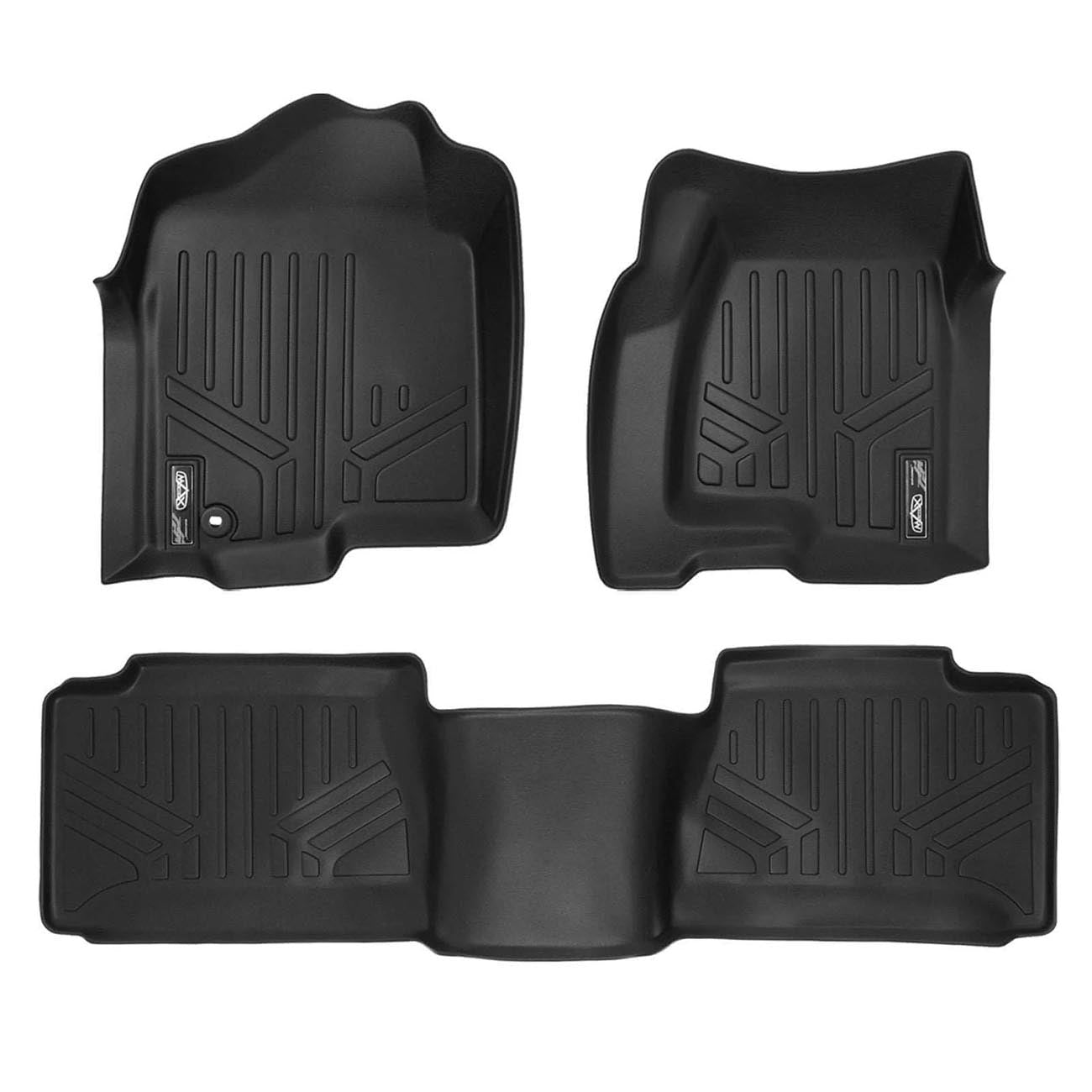 SMARTLINER SA0178B0179 Floor Liners Front & 2nd Row for 2001–2007 Chevy Silverado & GMC Sierra Extended Cab – All Weather, Black
