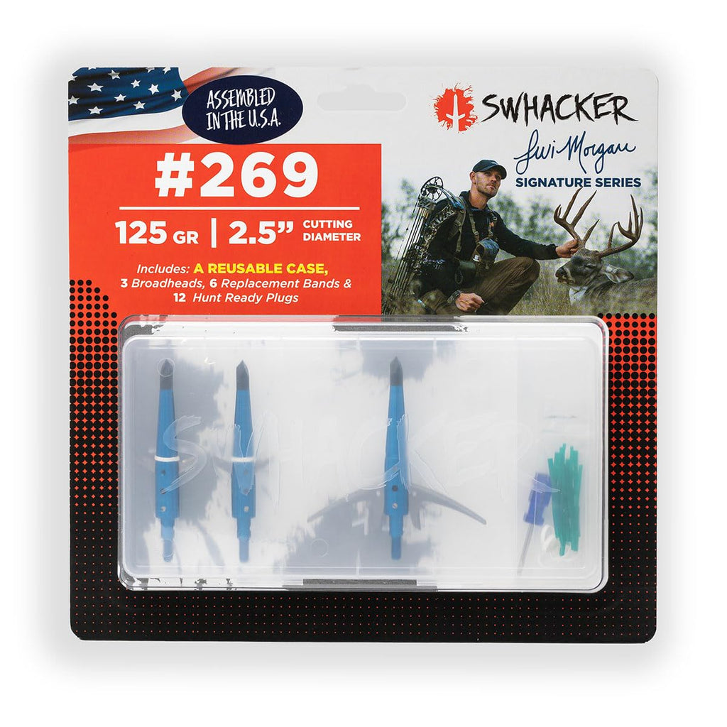 Swhacker #269 Levi Morgan Series 2-Blade Blade Lock Broadhead 2.5" Pack of 3, Blue