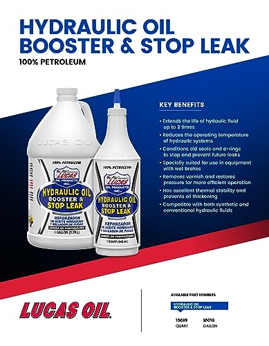 Lucas Oil 10019 Hydraulic Oil Booster and Stop Leak - 1 Quart, White, 32 Ounces
