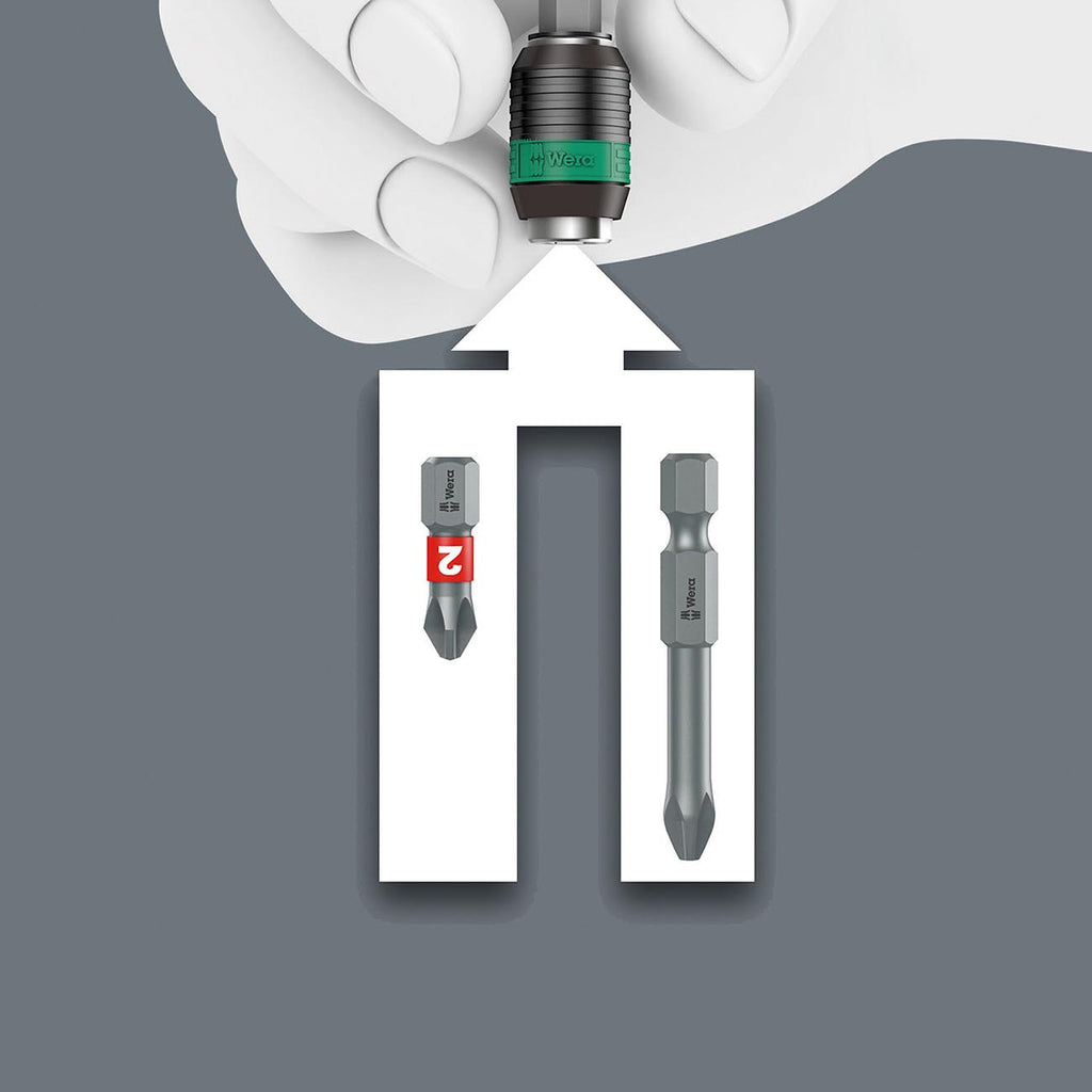 Wera 05073540001 1/4″ Bit-holding Screwdriver Handle with Rapidaptor Quick-Release Chuck