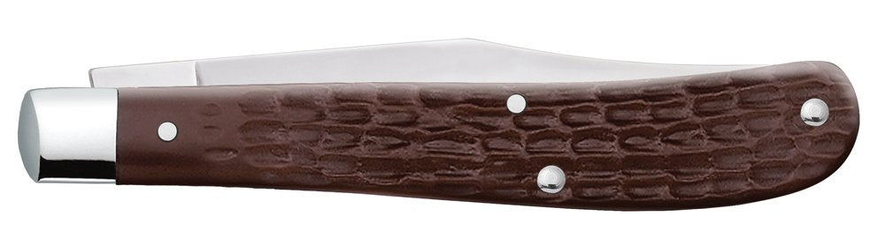 Case 00135 Slimline Trapper Pocket Knife, Stainless Steel/Brown, 4-1/8-In. Blade - Quantity 5
