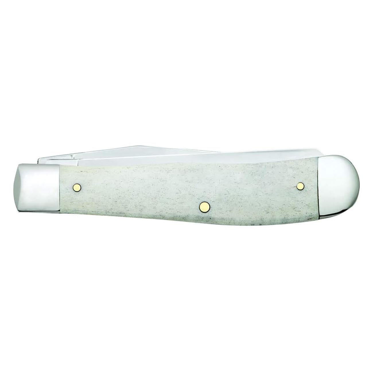 Case WR XX Pocket Knife Vietnam War Trapper Gift Set - Natural Bone W/Grn/Yellow/Red Item #22040 - (6254 SS) - Length Closed: 4 1/8 Inches