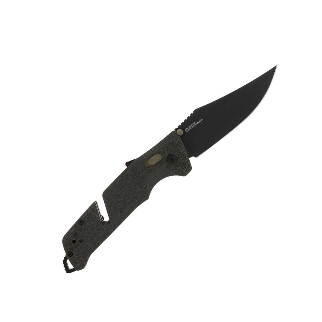 SOG Trident at Ambidextrous Professional Straight Folding Knife | Heat-Treated CRYO D2 3.75" Stainless Steel Blade, Olive Drab