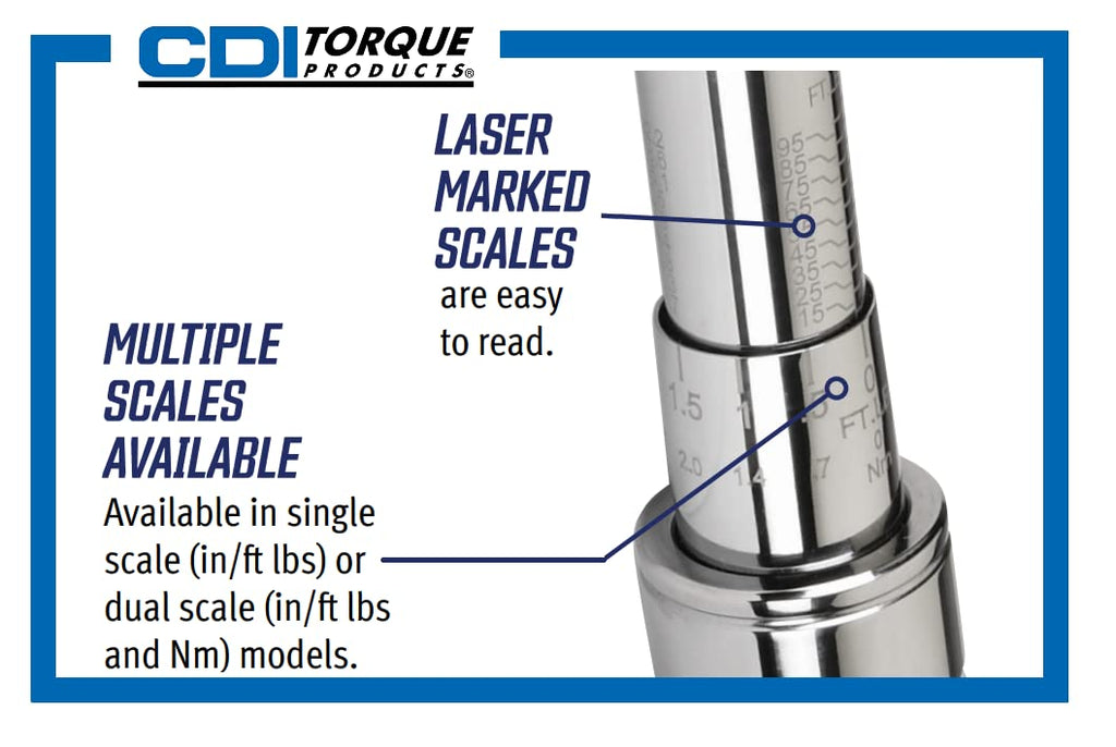 CDI 1/4 Inch Drive Adjustable Click Torque Wrench, Range 10-50 In Lbs / 1.4-5.4 Nm (501MRMH)