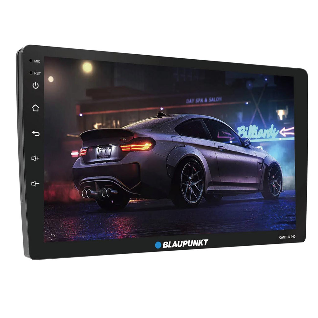 BLAUPUNKT CANCUN990 9-inch QLED 2.5D Touch Screen Panel Car Multimedia Receiver A53 Quad Core 2.0GHz Processor Supports Apple CarPlay Android Built-in WiFi Bluetooth GPS Navigation Capabilities