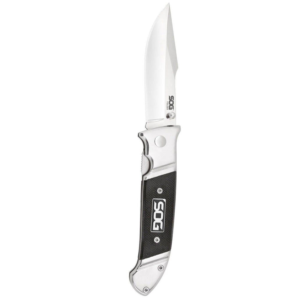 SOG Fielder G10 Folding Pocket Knife - Easy Open 3.3 Inch Foldable Knife Blade w/ EDC Knife Handle and Clip, Stainless Steel Do-It-All Knife (FF38-CP) , Black