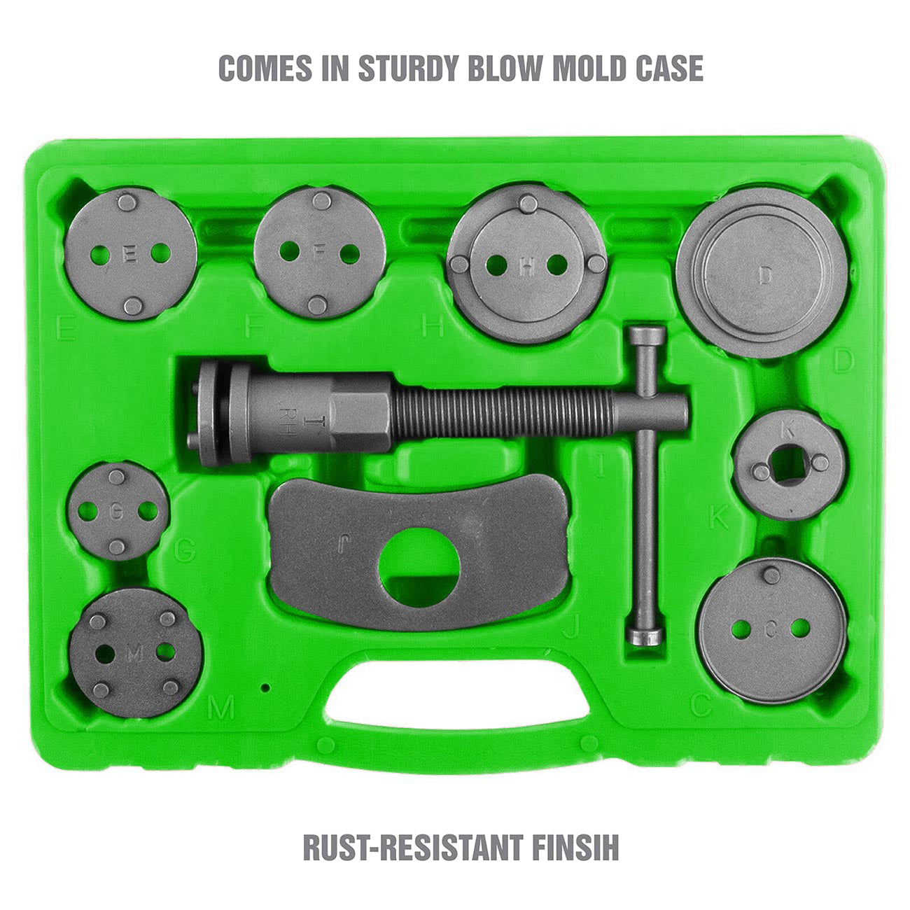 OEMTOOLS 27111 Disc Brake Tool Set, Front and Rear Brake Piston Tool, 11 Adapters Included for Use with Most Cars, Forces or Rotates Pistons into Calipers