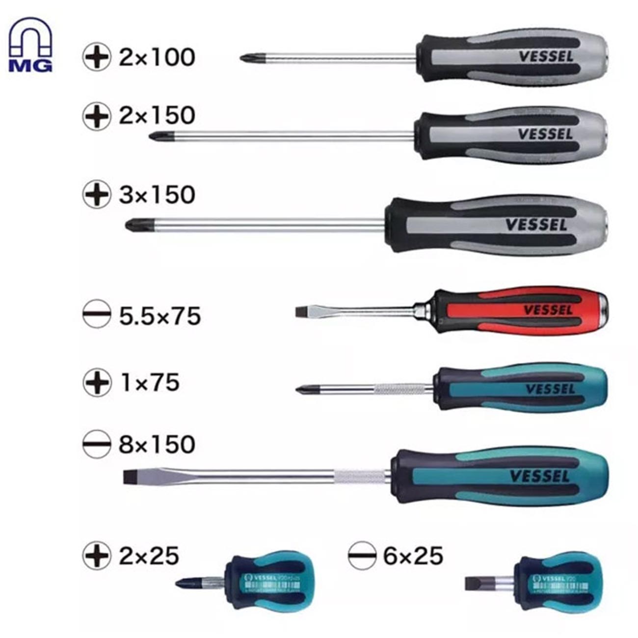 VESSEL MEGADORA IMPACTA Screwdriver (8 PCS SET)