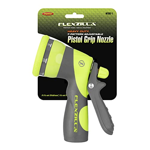 Flexzilla Heavy Duty NFZG67E 7-Pattern Adjustable Pistol Grip Garden Hose Nozzle Sprayer with Multiple Spray Settings & Durable Design