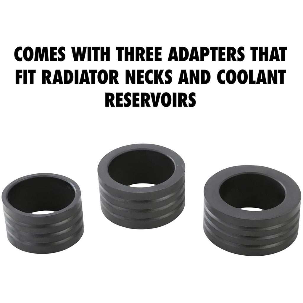 OEMTOOLS 27066 Coolant System Refiller Kit, 3 Adapters | Remove Air Trapped in Cooling System, Test Radiator and Heating Core Lines for Leaks | Fits Radiator Necks and Coolant Reservoirs