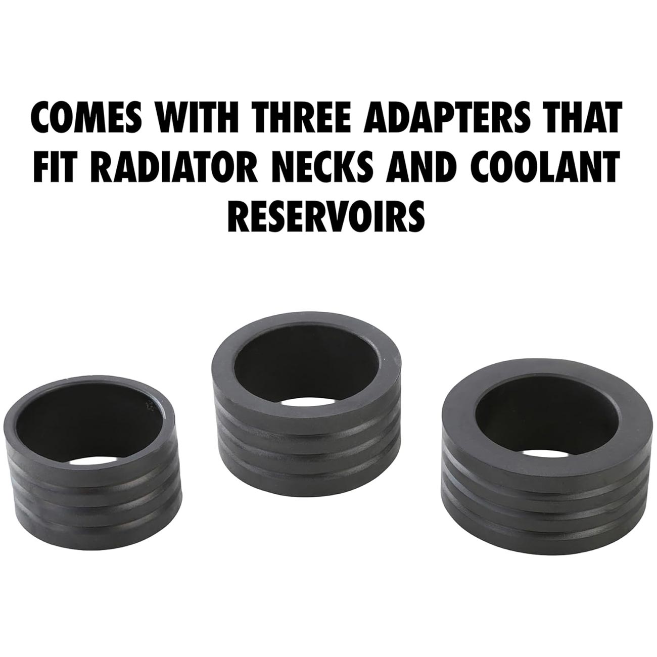 OEMTOOLS 27066 Coolant System Refiller Kit, 3 Adapters | Remove Air Trapped in Cooling System, Test Radiator and Heating Core Lines for Leaks | Fits Radiator Necks and Coolant Reservoirs