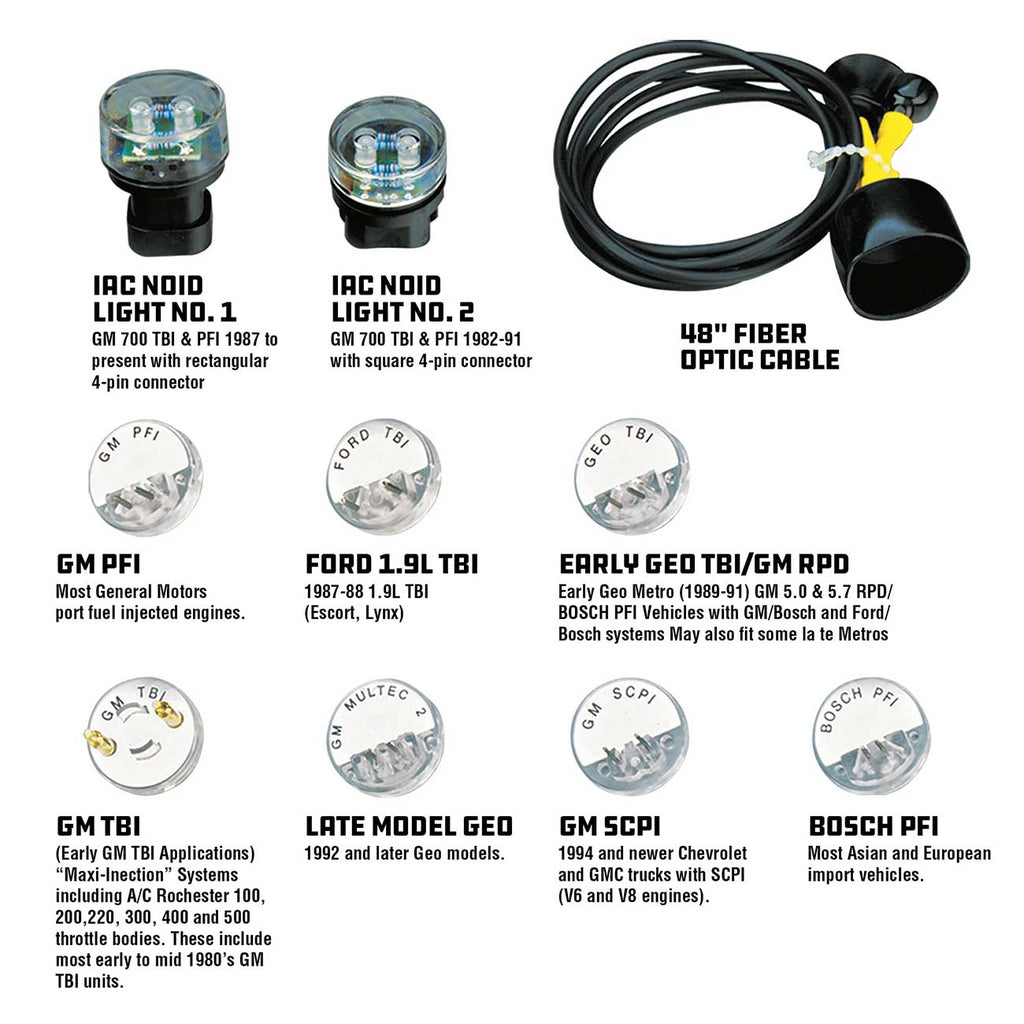 Powerbuilt Deluxe Fuel Injection Test Noid Light Tool Set, Kit Tests Vehicle Electronic Fuel Injectors and Idle Air Control Valves - 648745,Black