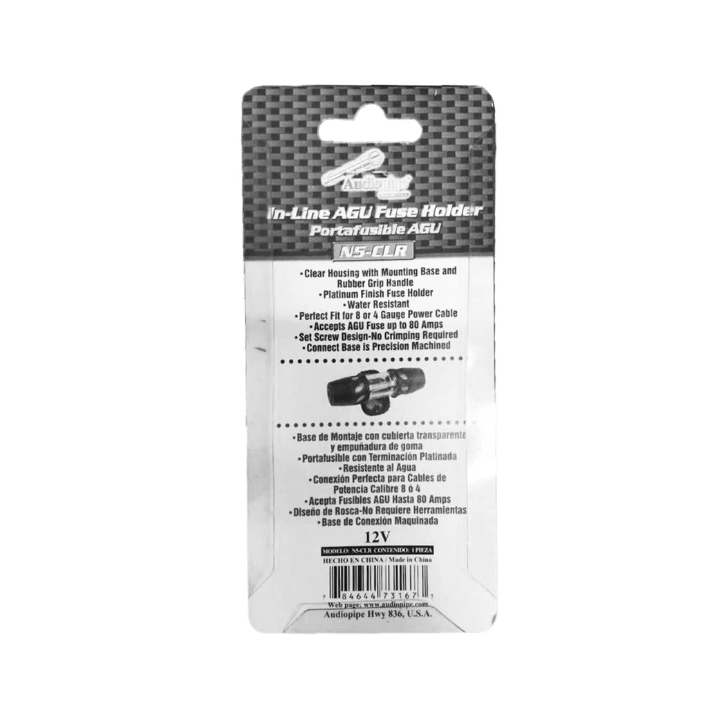 Audiopipe N5 Inline AGU Fuse Holder – Platinum Finish