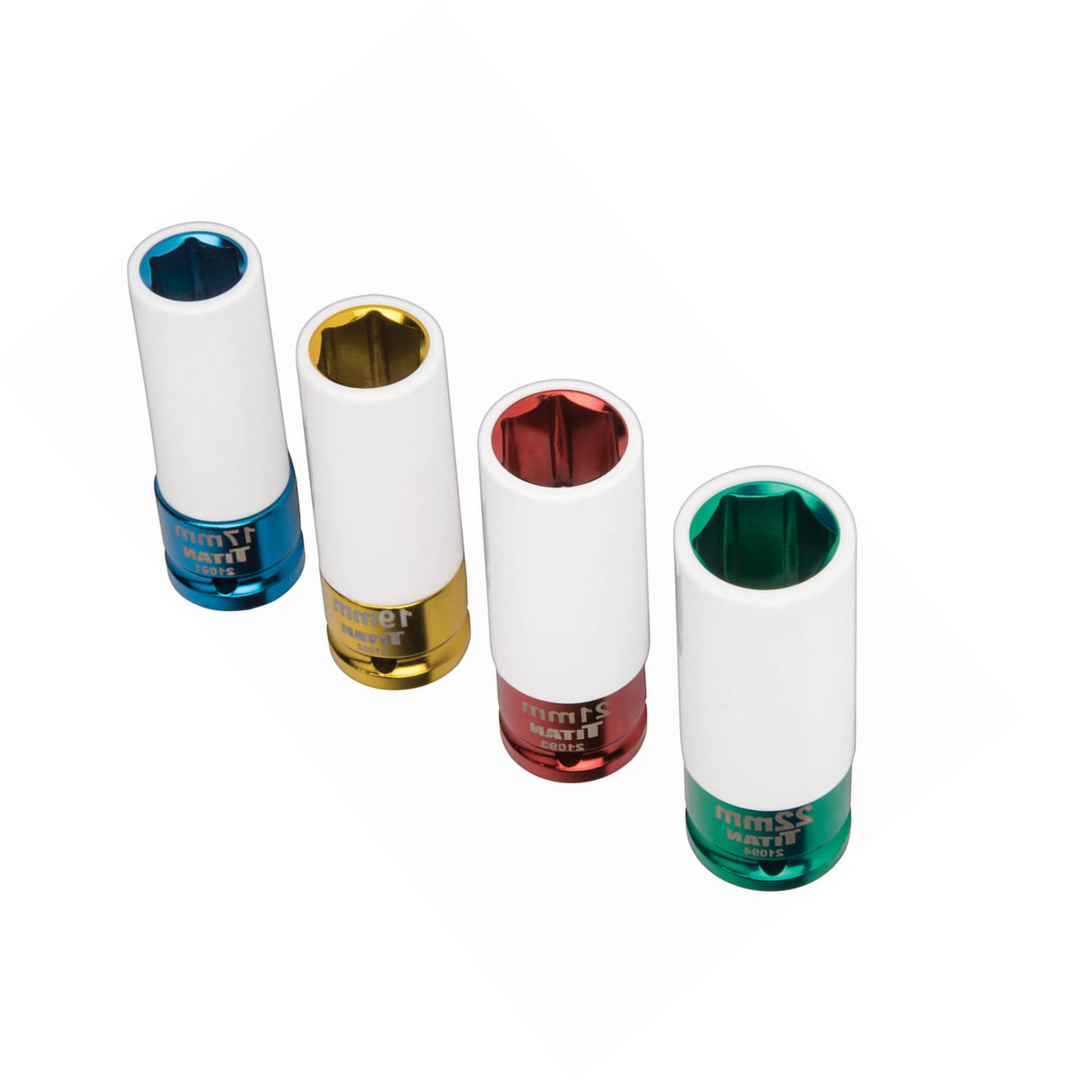 Titan 21095 4-Piece 1/2-Inch Drive Non-marring Impact Deep Lug Nut Socket Set