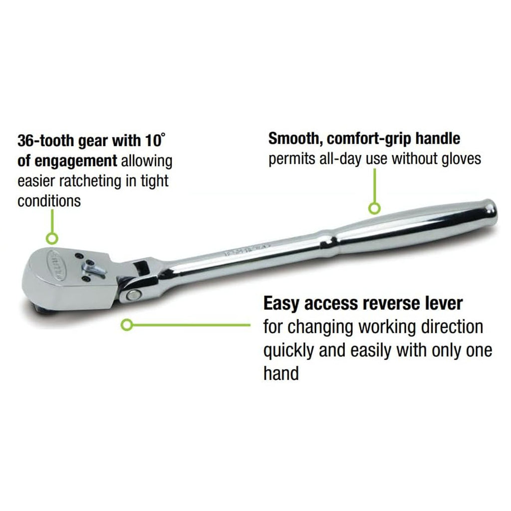 Williams 3/8″ Drive Sealed Narrow Flex-Head Ratchet – 36 Teeth (JHWB52EHFB)