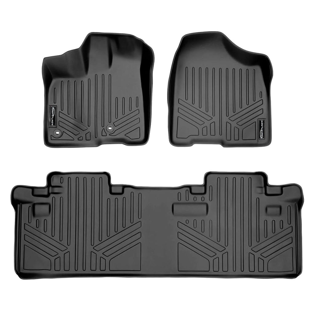 SMARTLINER SA0128B0083 Floor Liners Front & 2nd Row for 2013–2020 Toyota Sienna 8-Passenger – All Weather Custom Fit, Black