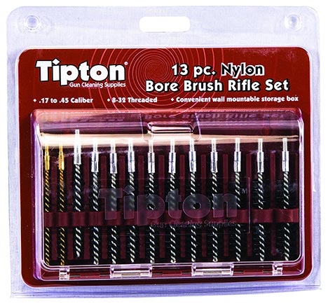 Tipton Nylon Bore Brush 13 Piece Set with Molded Hinge-top Storage Box for Gun Cleaning and Maintenance