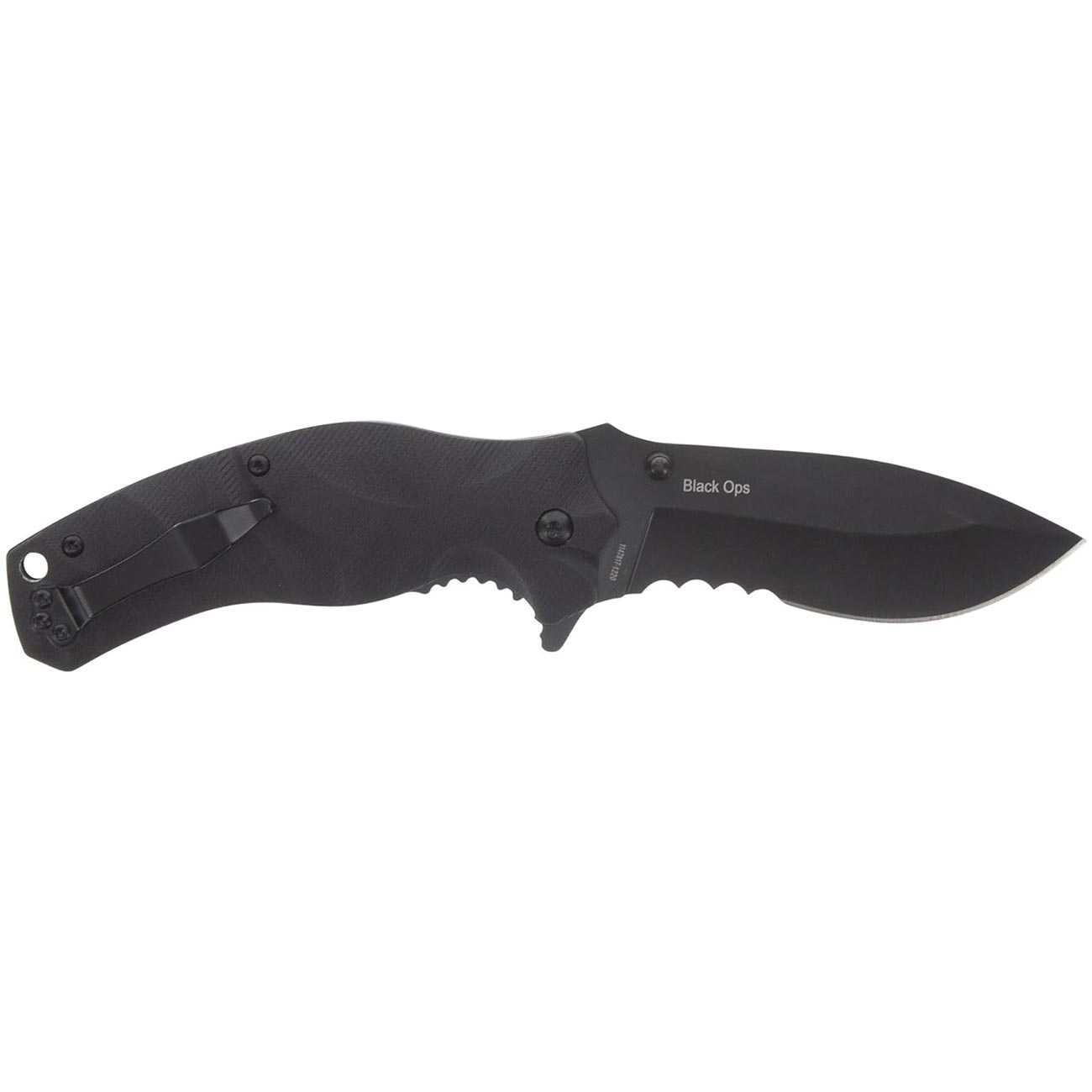 Smith & Wesson Black Ops 3.5" Recurve Folding Knife 1136220 – Black Stainless Steel, Liner Lock EDC