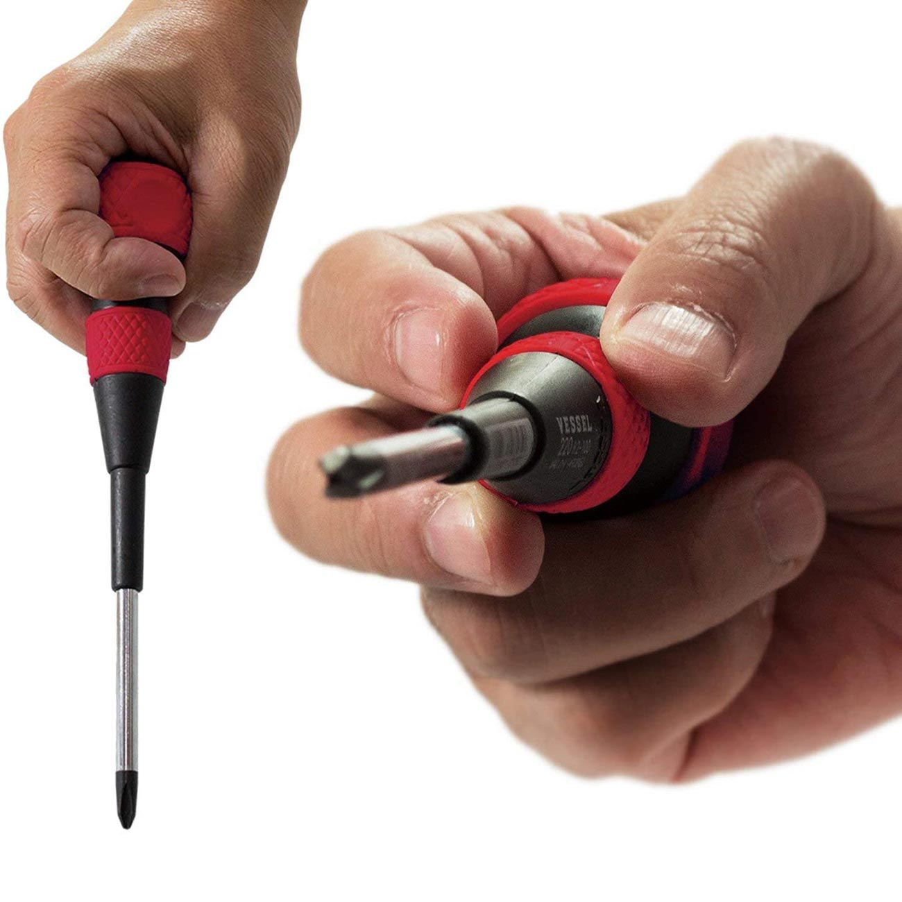 Vessel 2204PBU Ball Grip Screwdriver Set – 4 Piece Phillips & Slotted JIS Screwdriver Kit, Ergonomic Ball Handle, Magnetized Tips, Professional Hand Tool Set