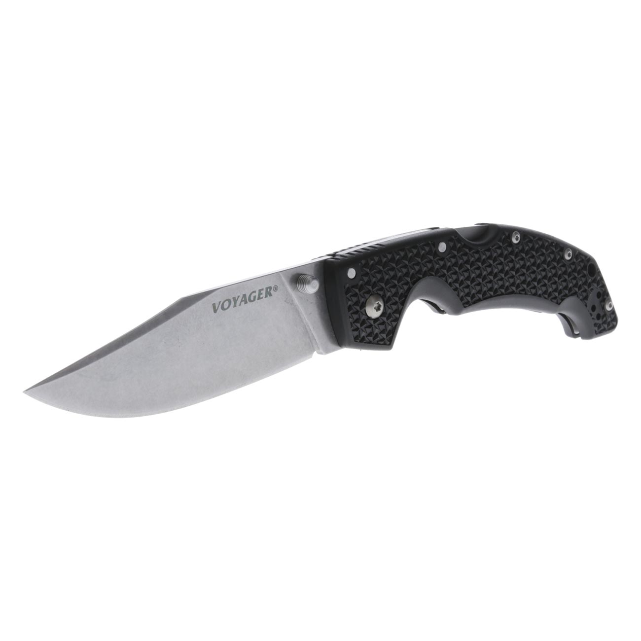 Cold Steel 29AC Voyager Large 4″ Folding Pocket Knife – AUS-10A Clip Point Blade, Tri-Ad Lock, Black Griv-Ex Handle