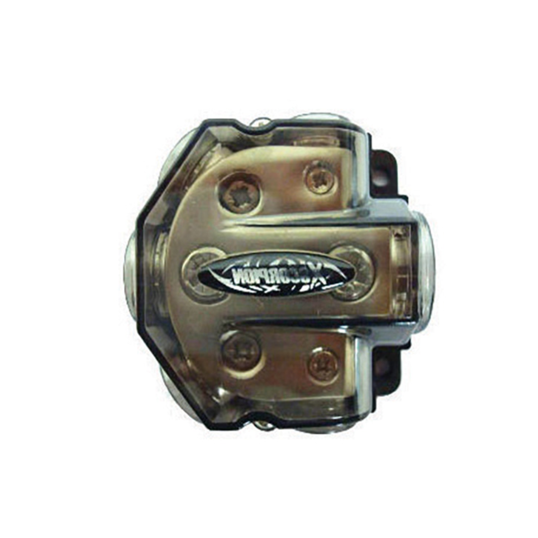 XScorpion GDB10248G Power/Ground Distribution Block – 1 Input / 4 Output Car Audio Splitter, Platinum Finish