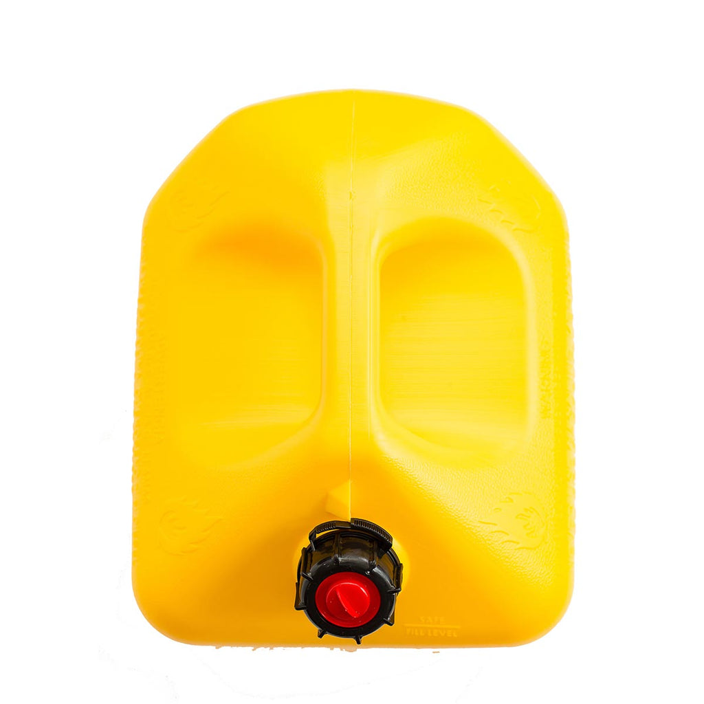 Midwest Can 8610 Safe-Flo Auto Shut Off 5 Gallon Diesel Can Yellow Plastic Fuel Container with FlameShield Safety System & Quick-Flow Spout - 1 Pack