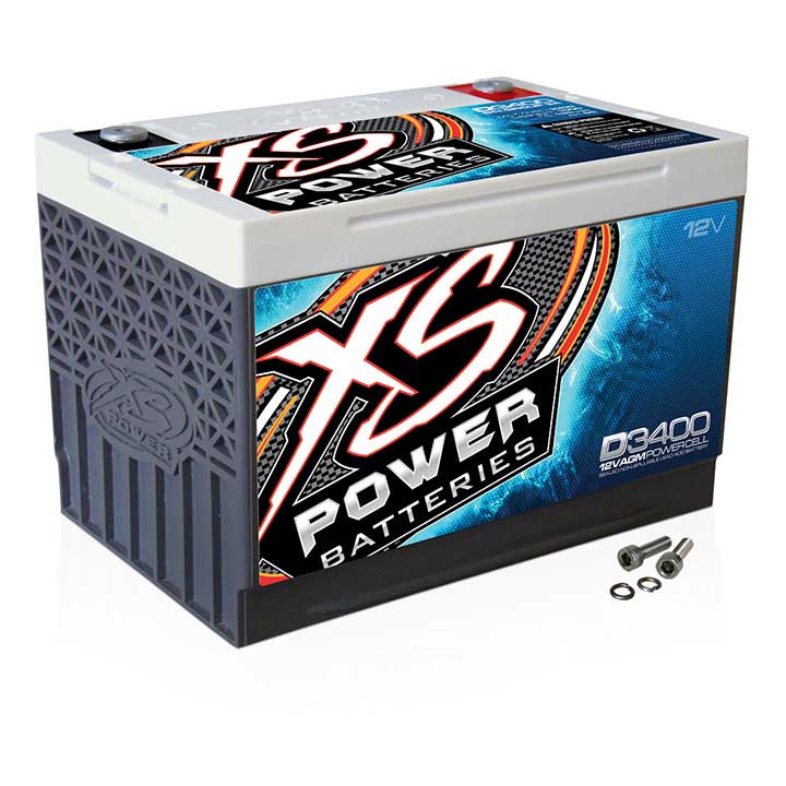 XS Power D3400 3300 Amp AGM Battery with M6 Terminal Hardware - 12 Volt 80Ah 1150CA Deep Cycle AGM Powercell for Winch, Car Audio Systems - 49.97 lbs, Maintenance Free, Sealed Design