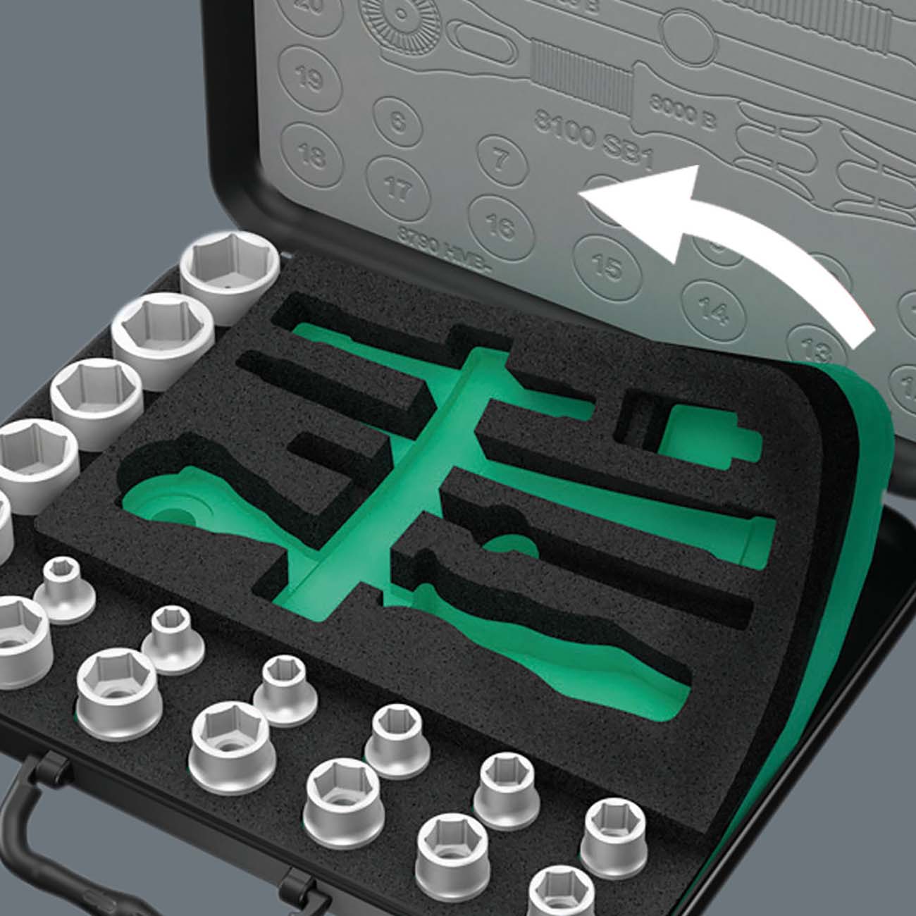 Wera - 5003535001 8100 SA 4 Zyklop Ratchet Set with 1/4" Drive, 41-Piece Set