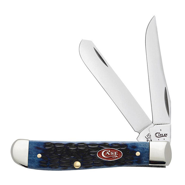 Case WR XX Pocket Knife Navy Blue Jigged Bone Mini Trapper Item #7321 - (6207 SS) - Length Closed: 3 1/2 Inches