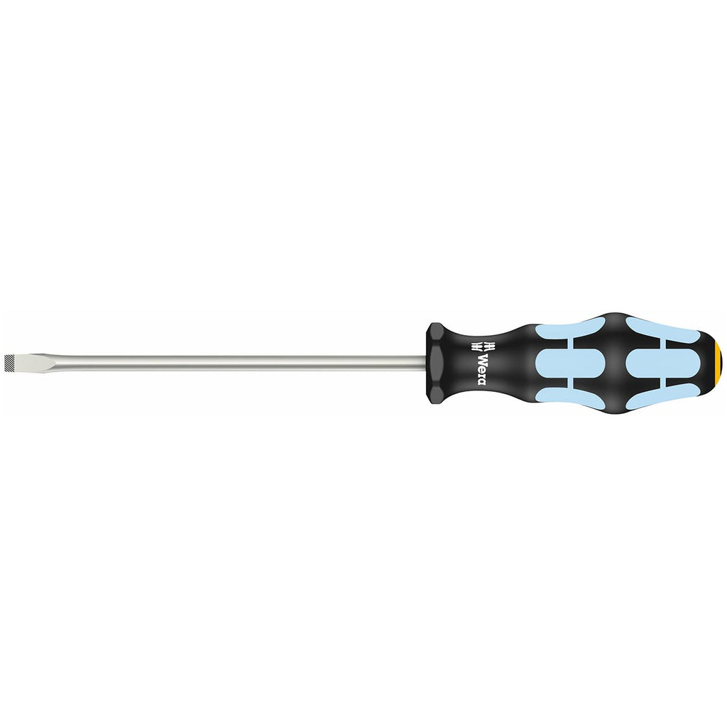 Wera 05032005001 Kraftform Stainless 3334 Stainless Steel Slotted Screwdriver, Lasertip, 6.5mm Head, 6" Blade Length, Black
