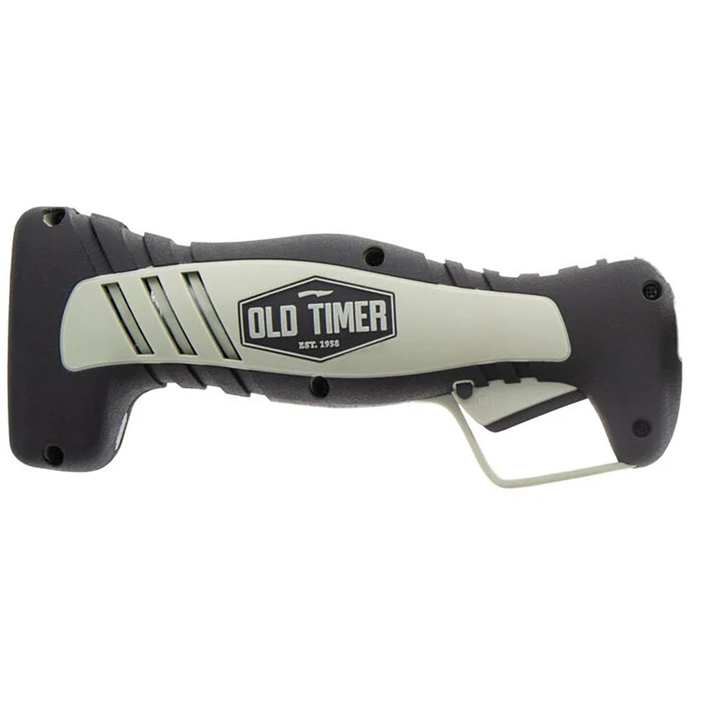Old Timer Cordless Electric Fillet Knife with 8in Fully Serrated Stainless-Steel Blade, Trigger Lock, Rechargeable Battery, and Self Draining Case for Fishing, Meat Carving, Filleting, and Outdoors