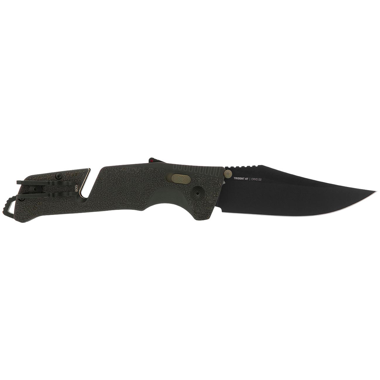 SOG Trident at Ambidextrous Professional Straight Folding Knife | Heat-Treated CRYO D2 3.75" Stainless Steel Blade, Olive Drab