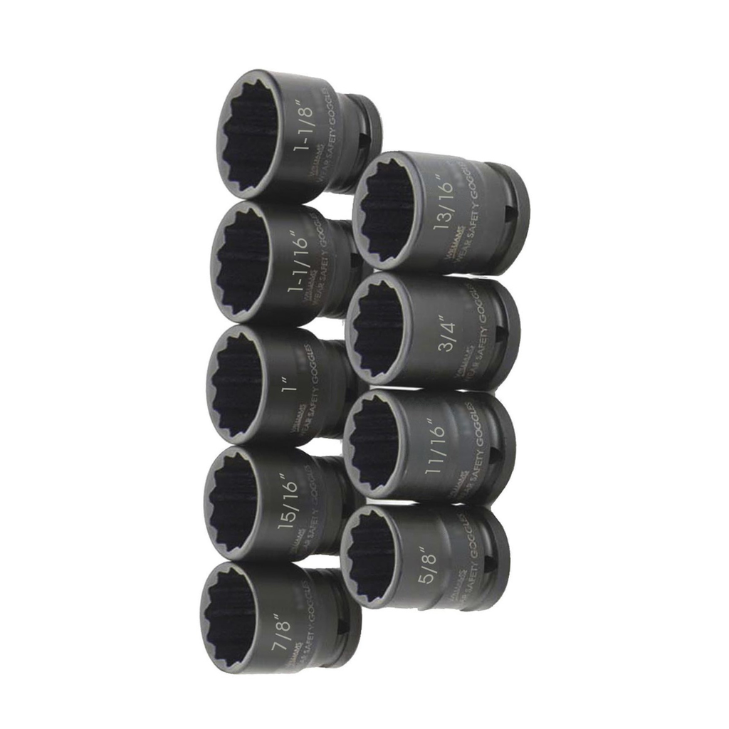 Williams JHW38925 3/4-Inch Drive 12-Point Shallow Impact Socket Set - 9-Piece