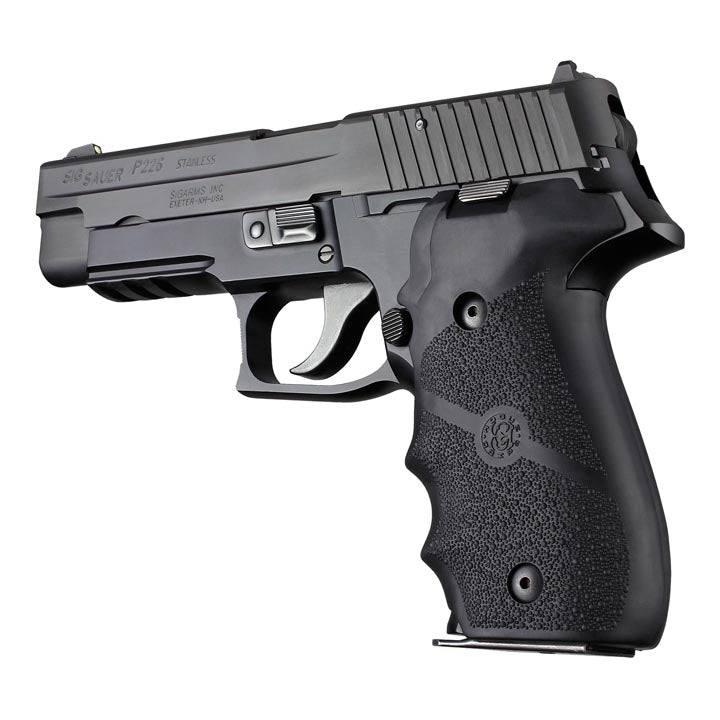 Hogue OverMolded Rubber Grip for SIG SAUER P226 DA/SA & DAK with Finger Grooves, Black - 26000