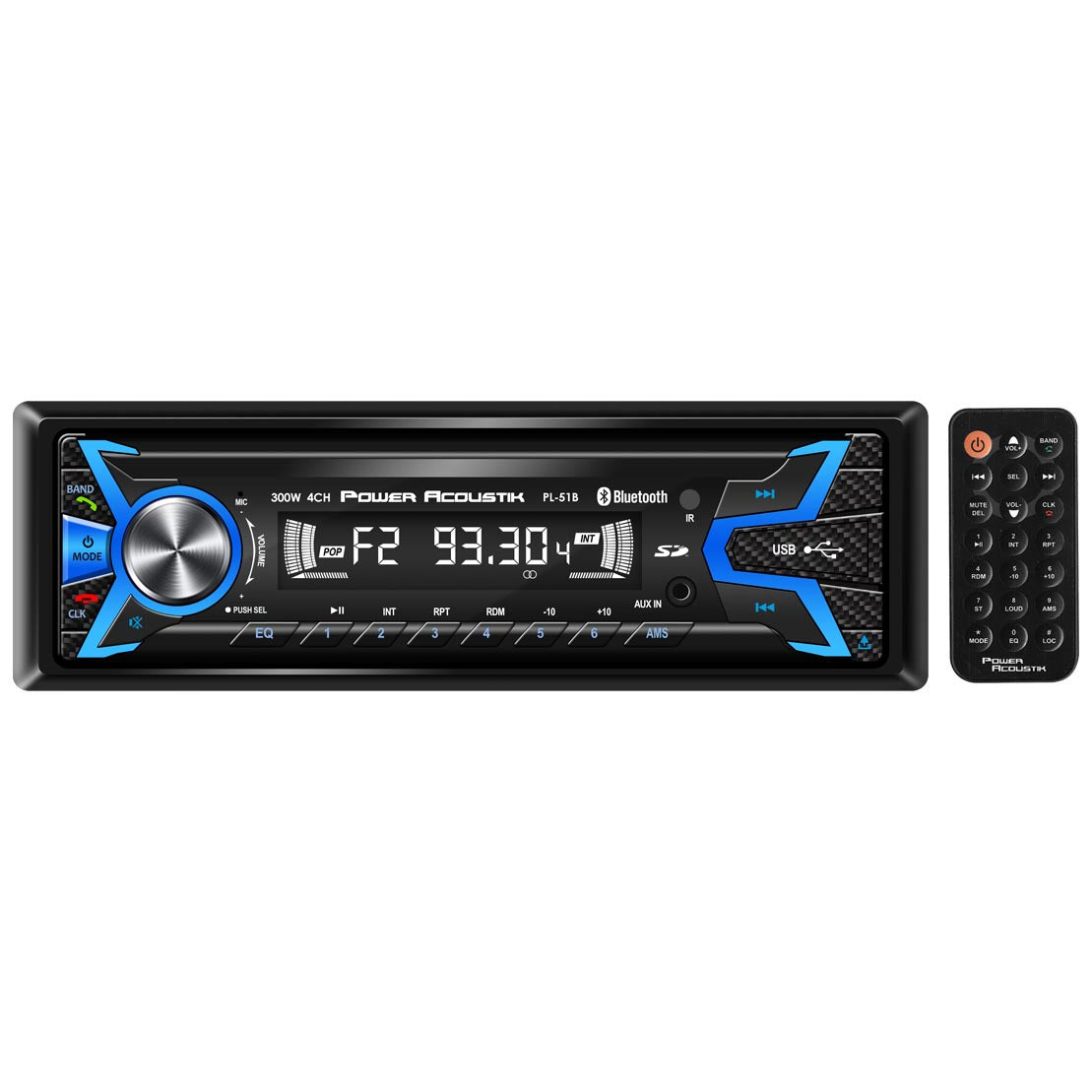 Power Acoustik PL-51B 1-DIN Digital Audio Head Unit With 32GB USB/SD/AUX/Bluetooth,Black
