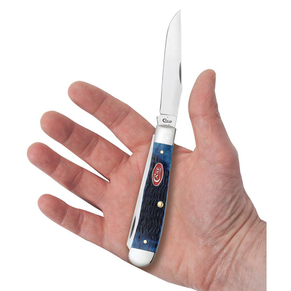 Case WR XX Pocket Knife Navy Blue Jigged Bone Trapper Item #7051 - (6254 SS) - Length Closed: 4 1/8 Inches