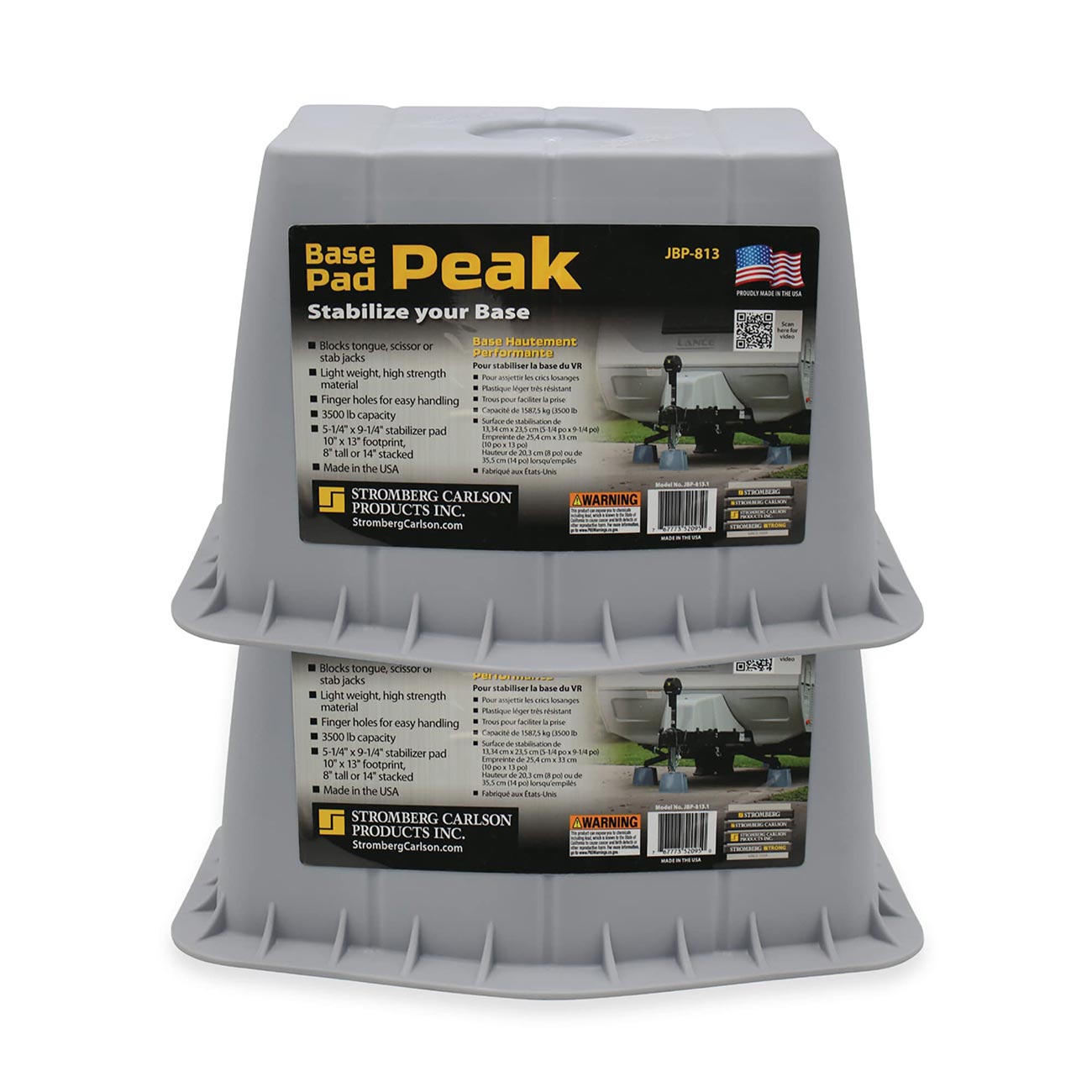 Stromberg Carlson JBP-813.2 Base Pad Peak - Scissor Jack - Stab Jack - Jack Stands - Trailer Jack - Trailer Jack Block - RV Accessories - Camper Accessories for Travel Trailers (2 Pack)