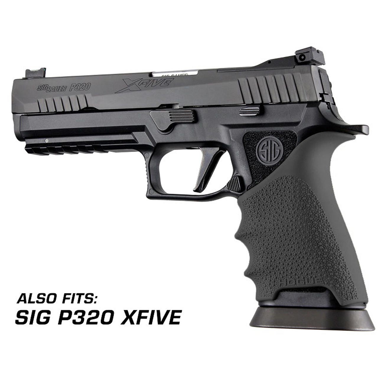 Hogue HandAll Beavertail Rubber Grip Sleeve for SIG SAUER P320 Full Size 9/40, Black - 17600
