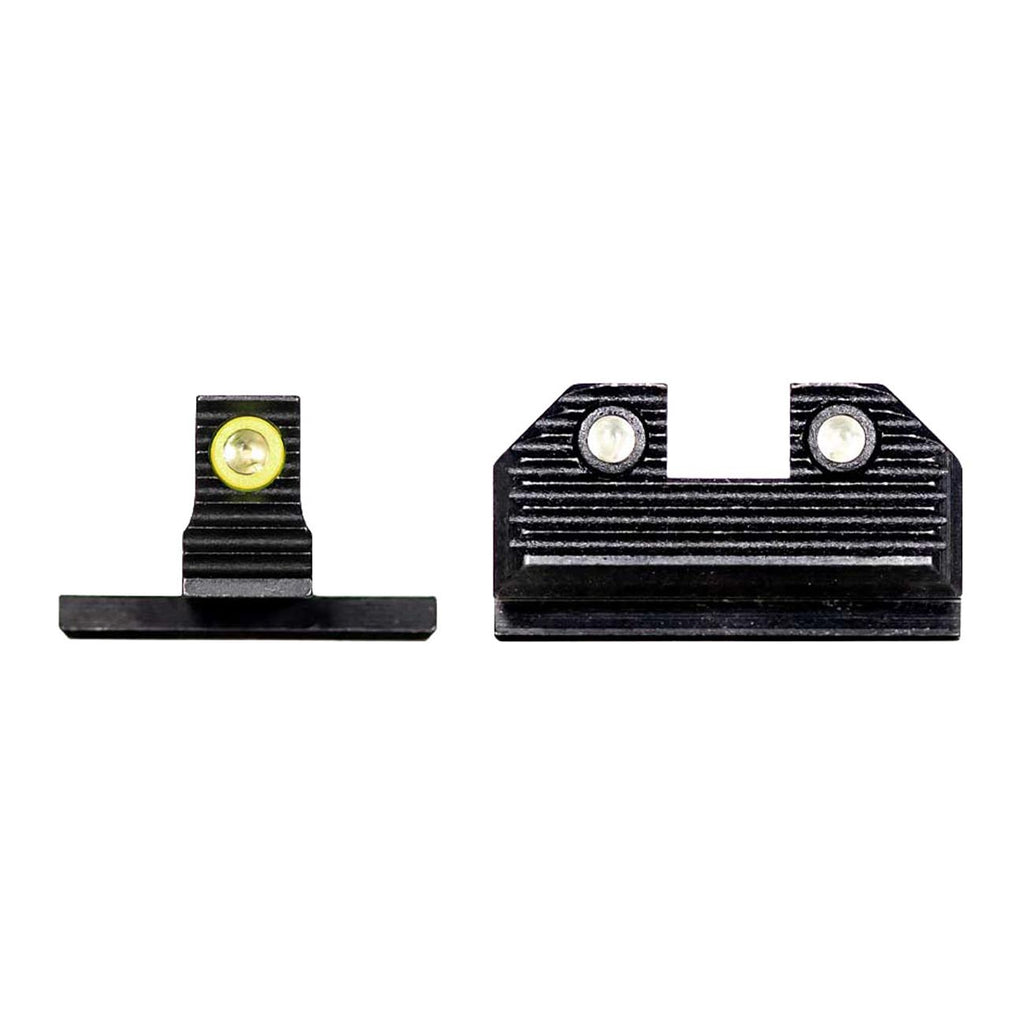 Night Fision Optics Ready Stealth Night Sight Set Compatible Springfield Hellcat OSP/RDP/XD-S Mod.2 OSP with Shield RMSc and Holosun K line, Yellow Front Ring, Black Rear Rings