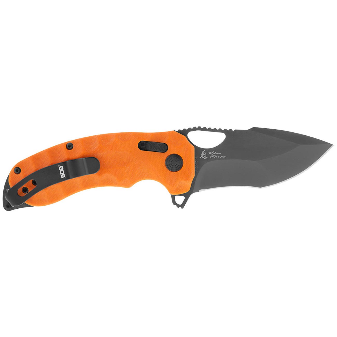 The Hair Edit SOG KIKU XR LTE Lightweight Outdoor Ambidextrous Large-Format Folding Knife | CTS XHP Steel Blade | XR Locking Mechanism, Orange G10