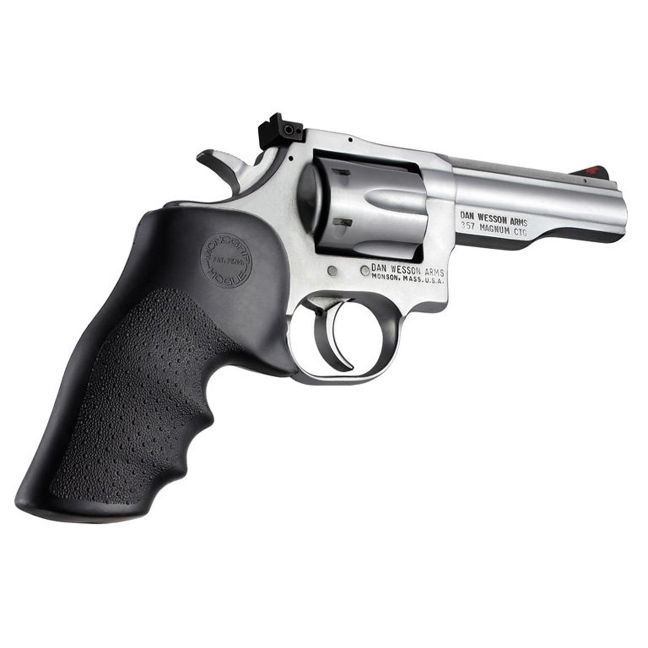 Hogue OverMolded Rubber Monogrip for Dan Wesson Small Frame with Finger Grooves, Black - 57000