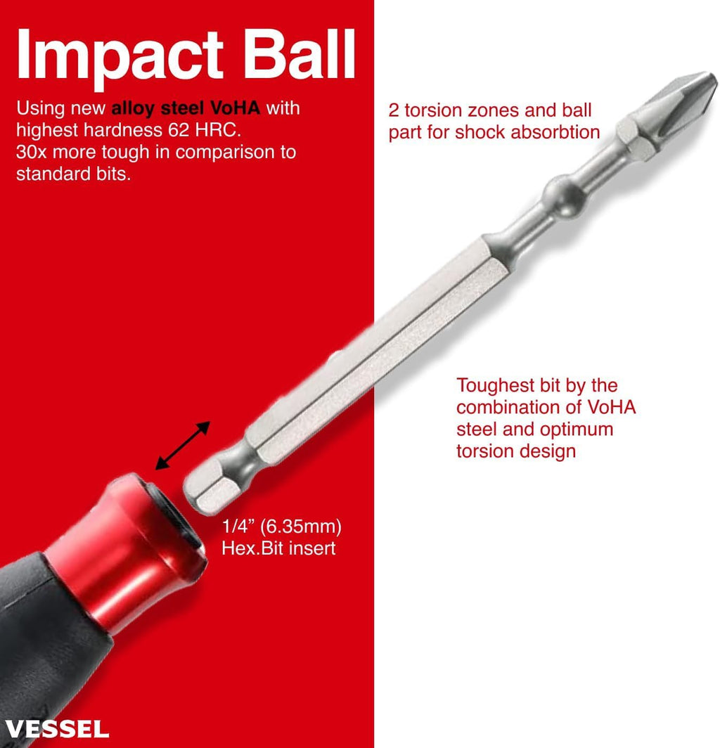 (USA Official) VESSEL e-ASSIST Screwdriver | Higher-Torque Model made in Japan No.220USB1U