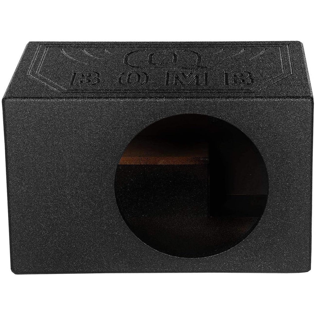 QPower QBOMB, Single 10" Tough Vented Shallow Ported Car Audio Subwoofer Box Enclosure with 1.4 Cubic Feet of Air Space, Black