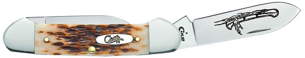 Case 00263 Canoe Pocket Knife, Chrome Vanadium/Amber Bone, 3-5/8-In. Length Closed - Quantity 5