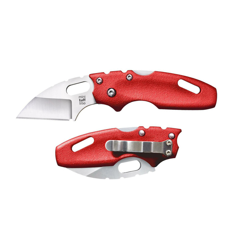 Cold Steel Mini Tuff Lite 2" 4034SS Sheepsfoot Razor-Sharp Blade 3" Griv-Ex Red Handle Everyday Carry Pocket Folding Knife