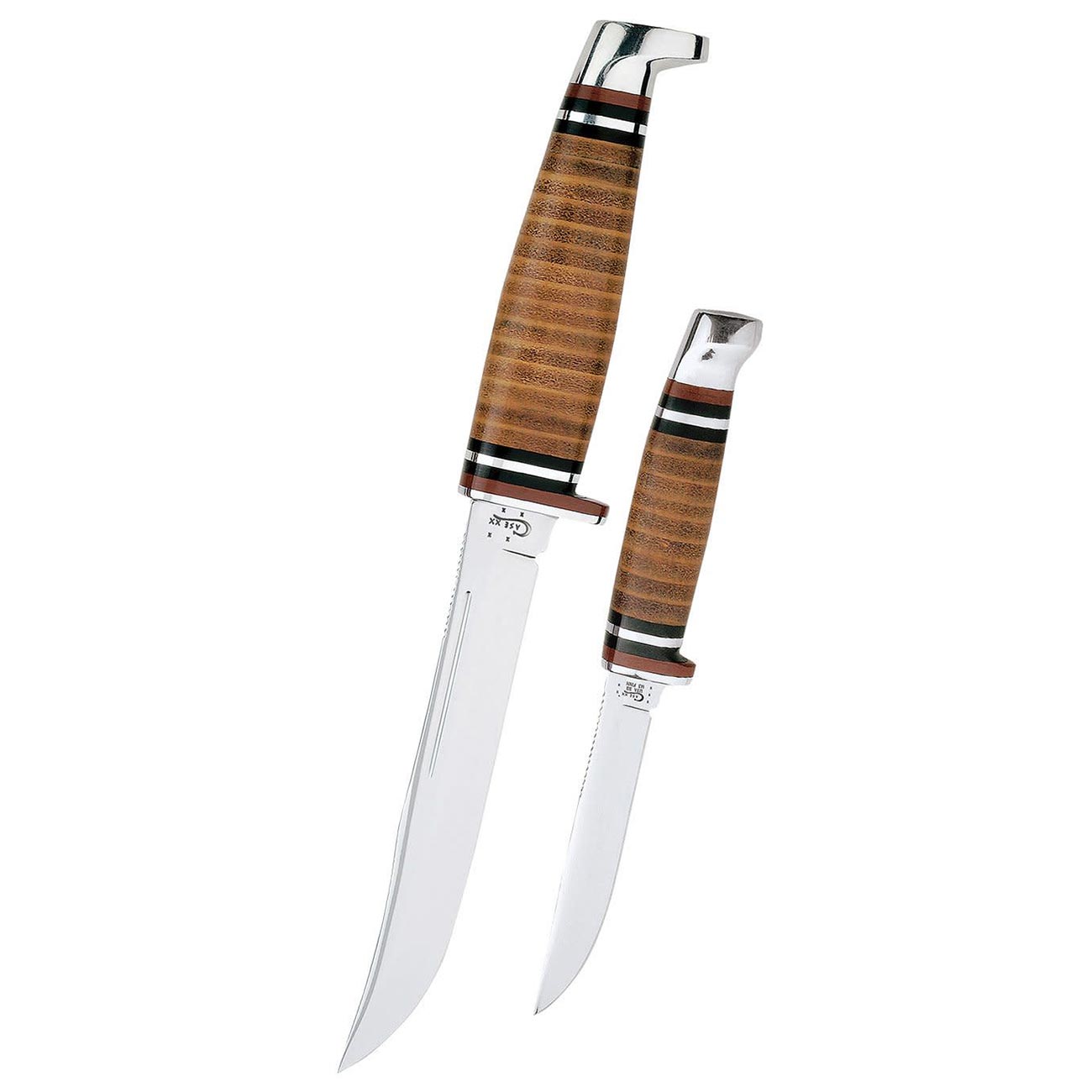 Case WR XX Pocket Knife Two Knife Set Twin Finn W/Leather Sheath Item #372 - (Twinfinn SS)